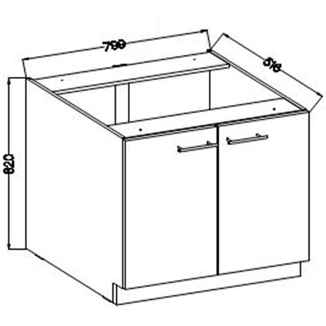 Kuchynská skrinka Lara 80d 2f Bb Mdf biely lesk