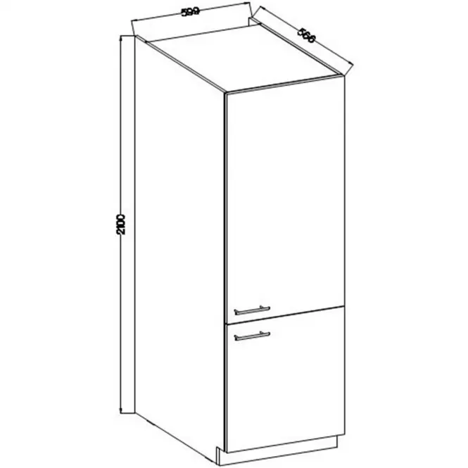 Kuchynská skrinka Lara 60dk-210 2f Bb Mdf biely lesk