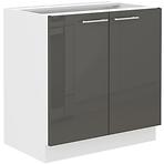 Kuchynská skrinka Lara 80zl 2f Bb Mdf Šedá lesk