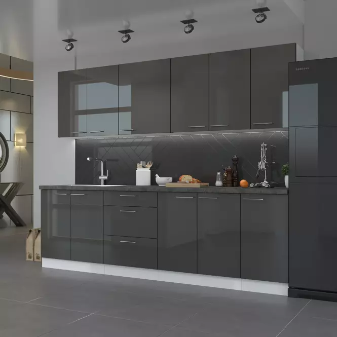 Kuchynská skrinka Lara 80zl 2f Bb Mdf Šedá lesk
