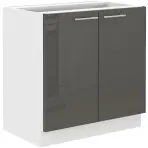 Kuchynská skrinka Lara 80d 2f Bb Mdf Šedá lesk