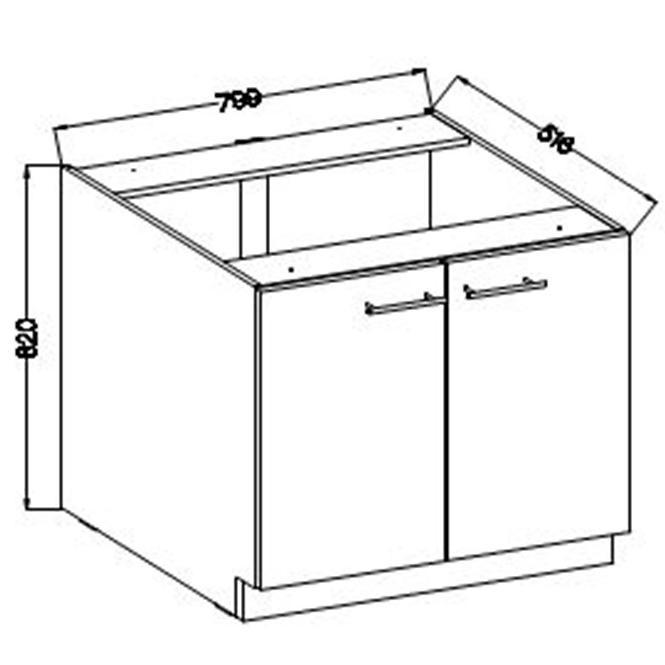 Kuchynská skrinka Lara 80d 2f Bb Mdf Šedá lesk,2