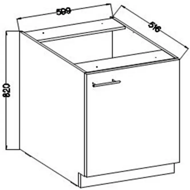 Kuchynská skrinka Lara 60d 1f Bb Mdf Šedá lesk,2