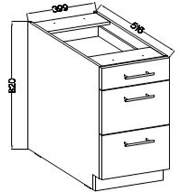 Kuchynská skrinka Lara 40d 3s Bb Mdf Šedá lesk,2