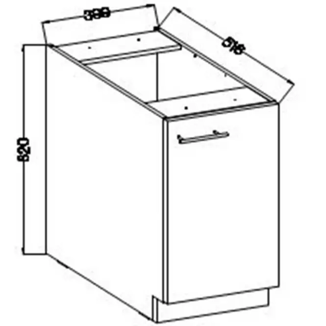 Kuchynská skrinka Lara 40d 1f Bb Mdf Šedá lesk,2