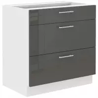 Kuchynská skrinka Lara 80d 3s Bb Mdf Šedá lesk