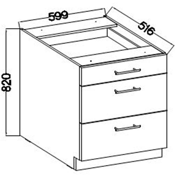 Kuchynská skrinka Lara 60d 3s Bb Mdf Šedá lesk