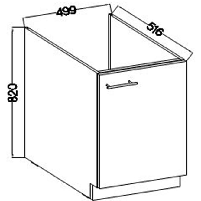 Kuchynská skrinka Lara 50zl 1f Bb Mdf Šedá lesk