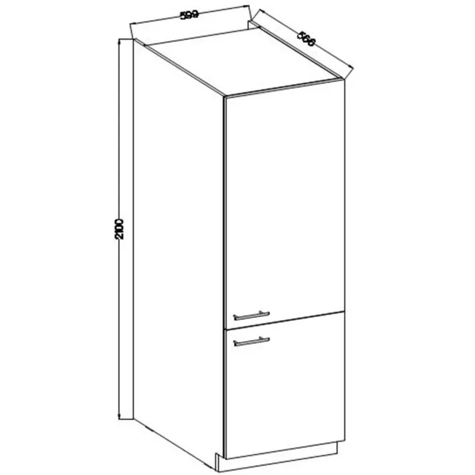 Kuchynská skrinka Lara 60dk-210 2f Bb Mdf Šedá lesk,2