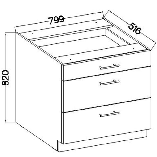 Kuchynská skrinka Lara 80d 3s Bb Mdf Cappucino lesk