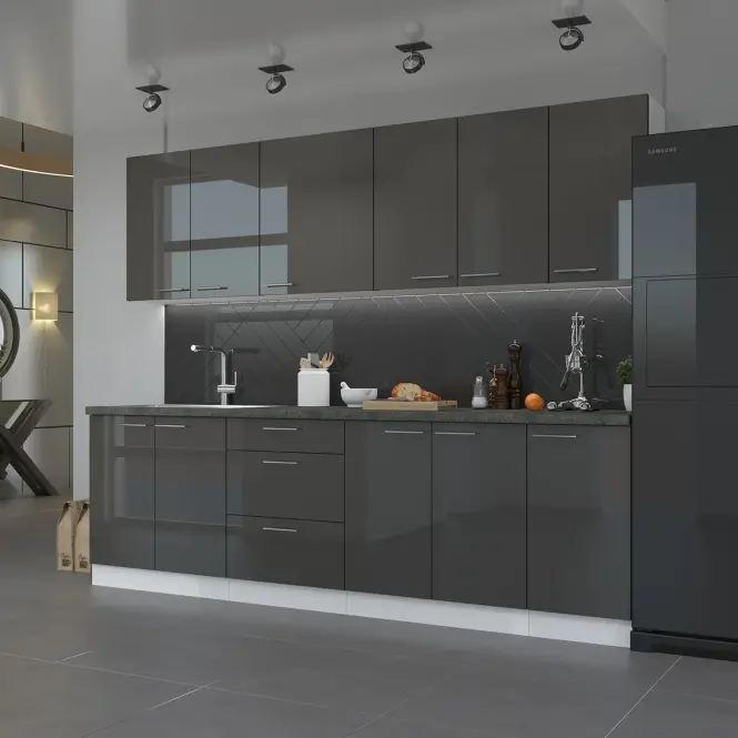 Kuchynská skrinka Lara Front Zm.570x446 Mdf Šedá lesk,6