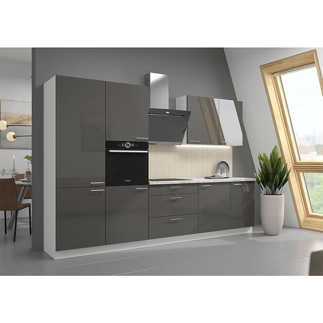 Kuchynská linka Lara 310 MDF sivá lesklá bez dosky
