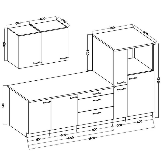 Kuchynská Lara 280 Mdf biely lesky bez dosky