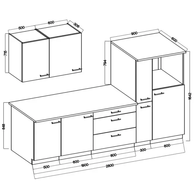 Kuchynská linka Lara 280 MDF biela lesklá bez dosky,2