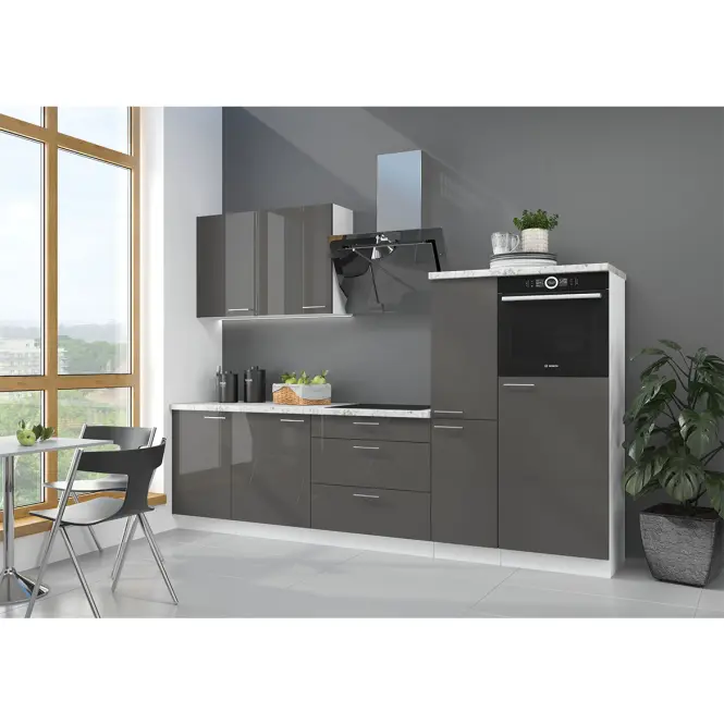 Kuchynská linka  Lara 280 MDF sivá lesklá bez dosky