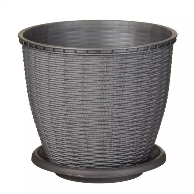 Kvetináč  RATTAN 16 L sivý