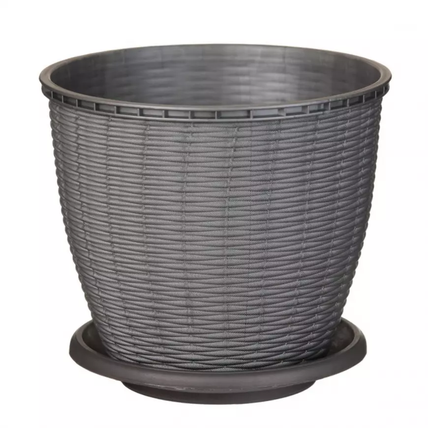 Kvetináč  RATTAN 16 L sivý