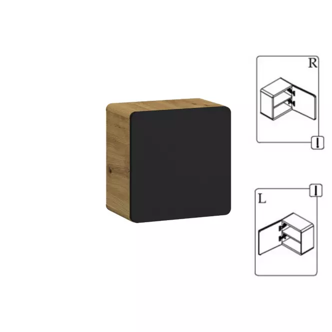 Závesná skrinka Bronx 35 cube dub artisan-čierna matná,3