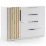 Komoda Sorento 120x89x48 Biely/Lamela Zlatý kraft