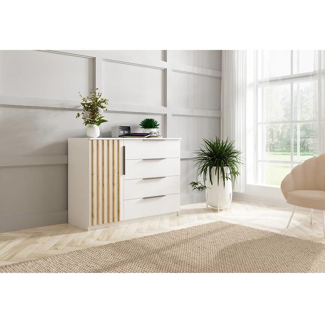 Komoda Sorento 120x89x48 Biely/Lamela Zlatý kraft