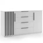 Komoda Atena 160x89x48 Biely/Lamela čierna