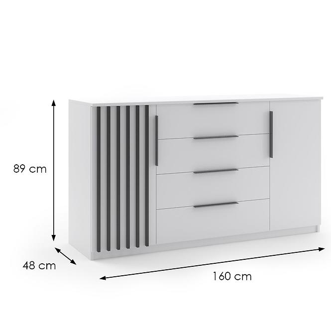 Komoda Atena 160x89x48 Biely/Lamela čierna