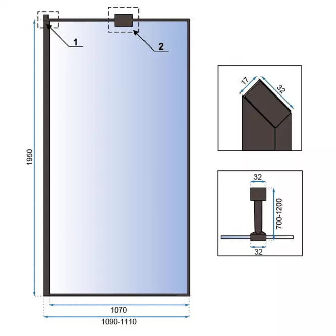 Sprchová stena Walk-in Bler Rea K7630 110x195 black