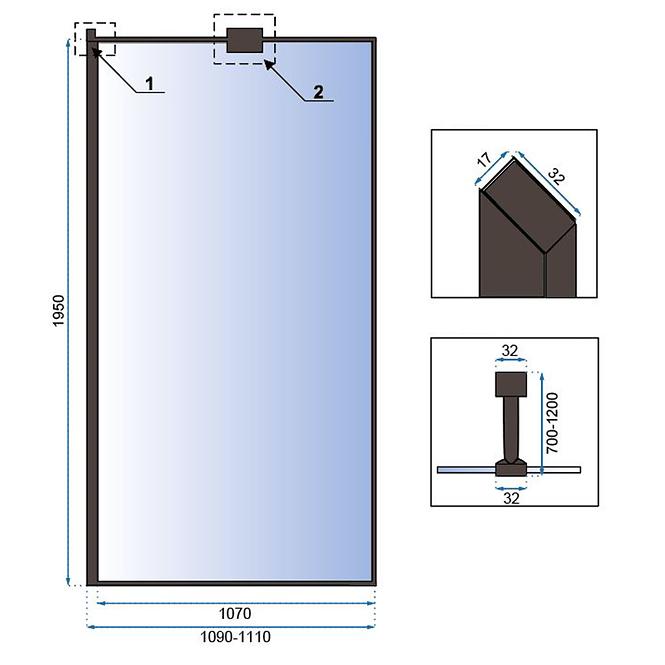 Sprchová stena Walk-in Bler Rea K7630 110x195 black