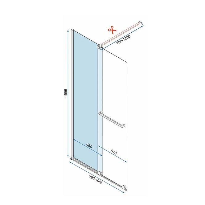 Sprchová stena Walk-in Cortis Rea K7210 100x200 chróm