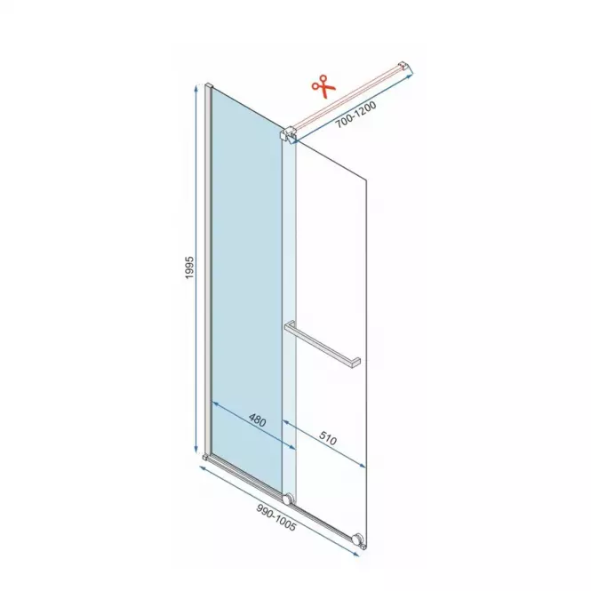 Sprchová stena Walk-in Cortis Rea K7210 100x200 chróm,3