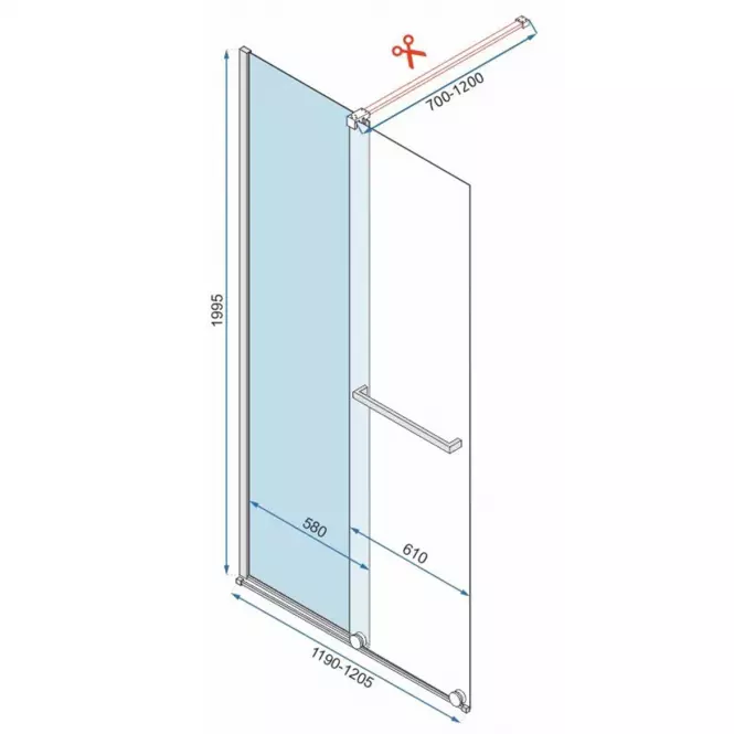 Sprchová stena Walk-in Cortis Rea K7211 120x200 chróm