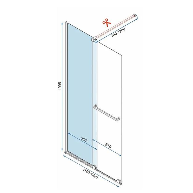 Sprchová stena Walk-in Cortis Rea K8880 120x200 black