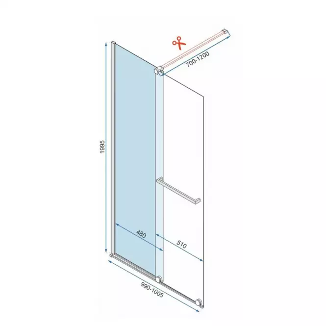 Sprchová stena Walk-in Cortis Rea K7740 100x200 black