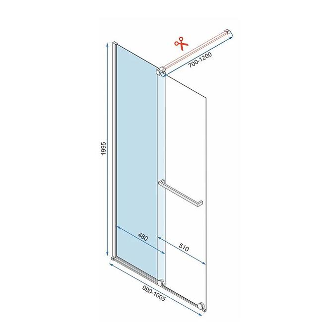 Sprchová stena Walk-in Cortis Rea K7740 100x200 black