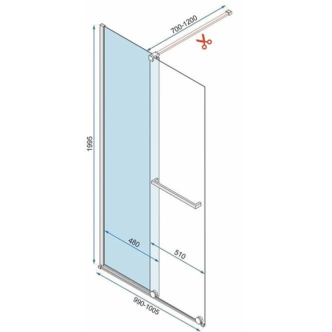 Sprchová stena Walk-in Cortis Rea K8484 100x200 gold