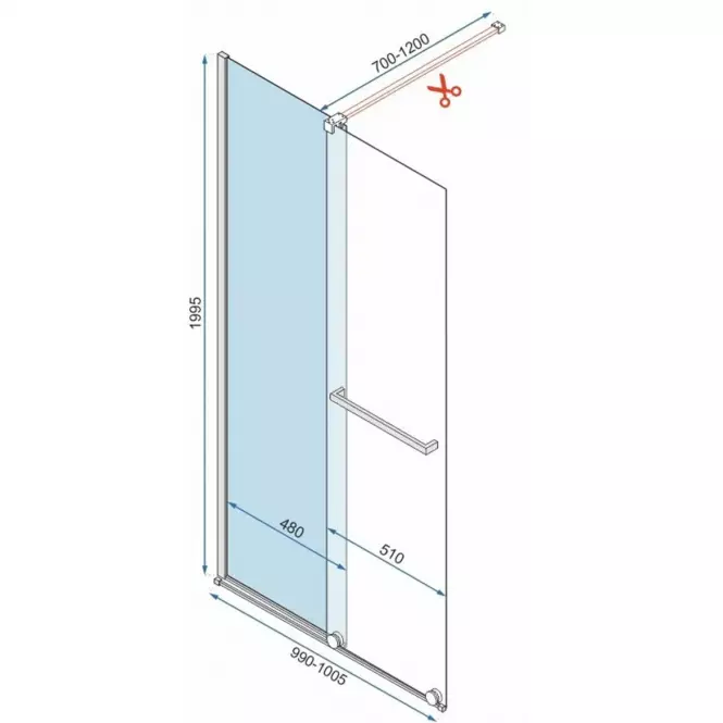 Sprchová stena Walk-in Cortis Rea K8484 100x200 gold,4