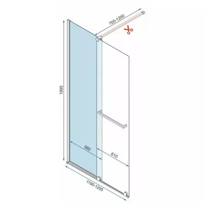 Sprchová stena Walk-in Cortis Rea K8485 120x200 gold