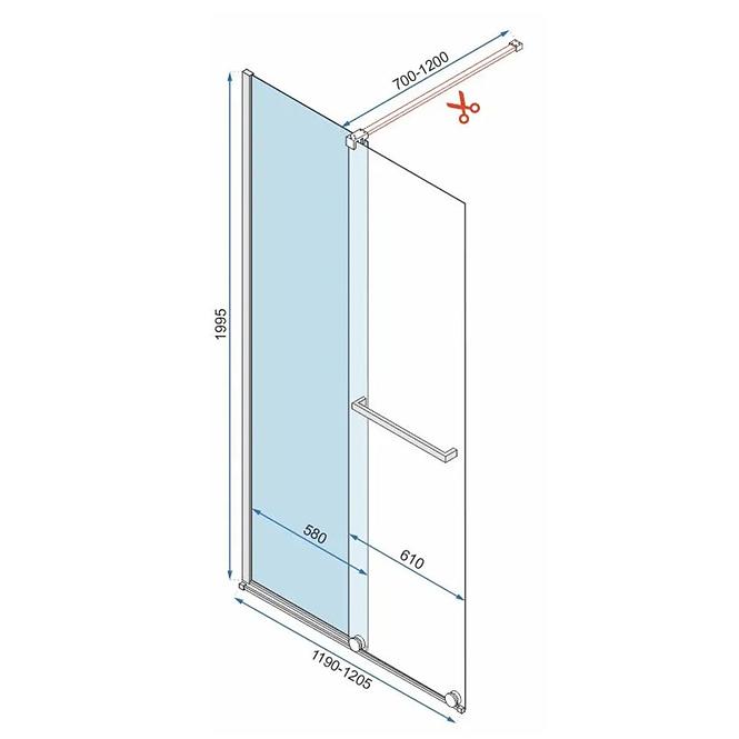 Sprchová stena Walk-in Cortis Rea K8485 120x200 gold,3