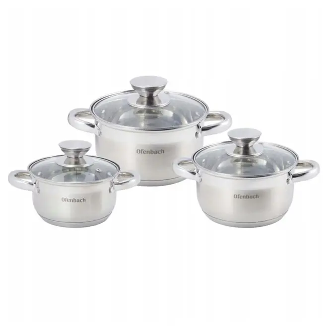 Komplet hrncov 6 ks (1,1 l, 1,7 l, 2,4 l)