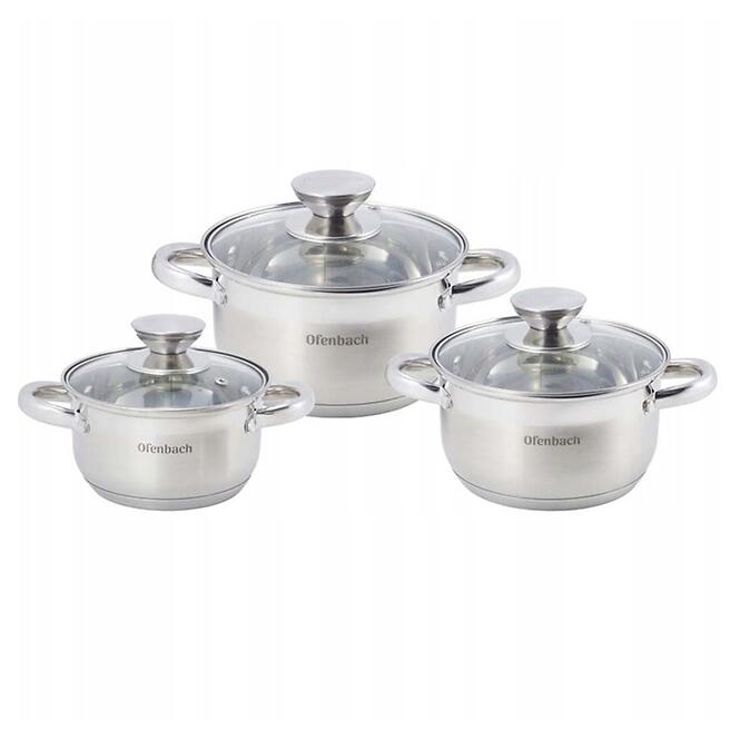 Komplet hrncov 6 ks (1,1 l, 1,7 l, 2,4 l)