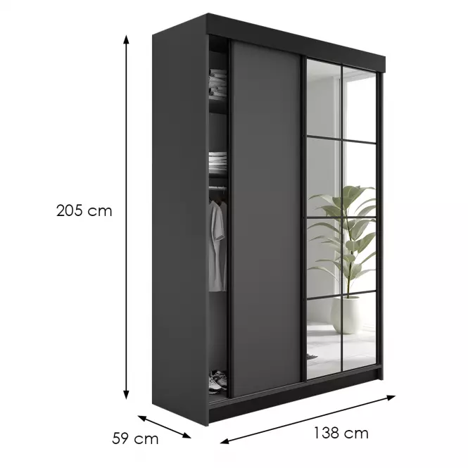 Skriňa Lamaro 138 grafit antracit + čierne vložky,3