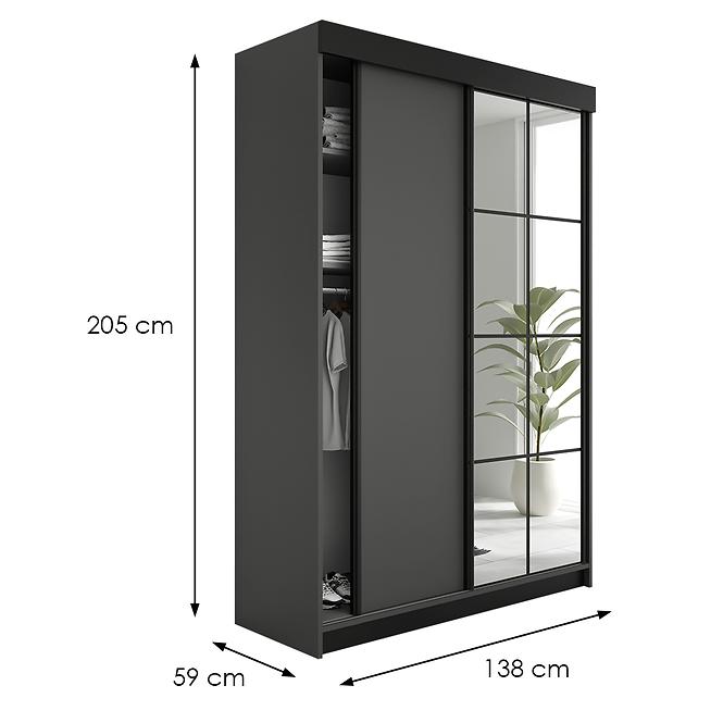 Skriňa Lamaro 138 grafit antracit + čierne vložky,3