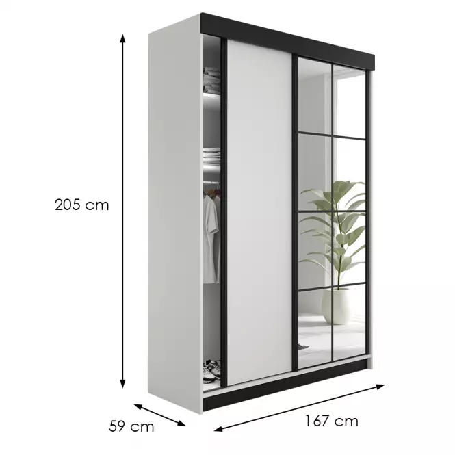 Skriňa Lamaro 167 biela + čierne vložky,3