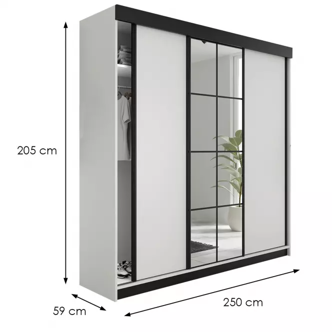 Skriňa Lamaro 250 biela + čierne vložky,3