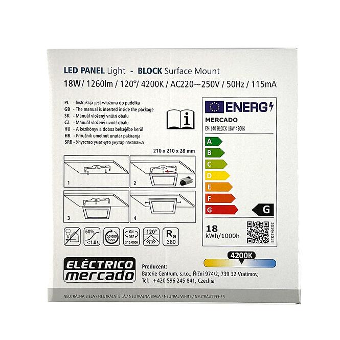 Stropnica LED BLOCK 18W 4200K štvorcová antracit