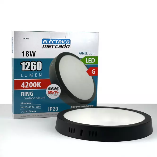 Stropnica LED  RING 18W 4200K okrúhla antracit