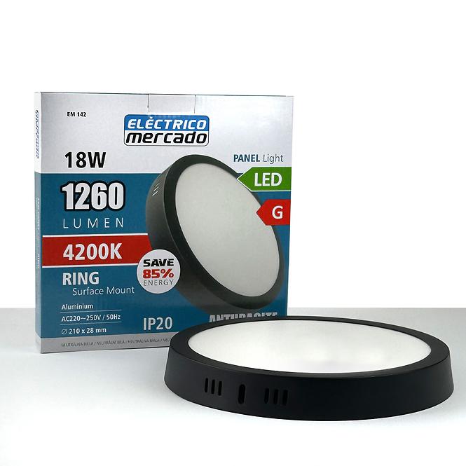 Stropnica LED  RING 18W 4200K okrúhla antracit