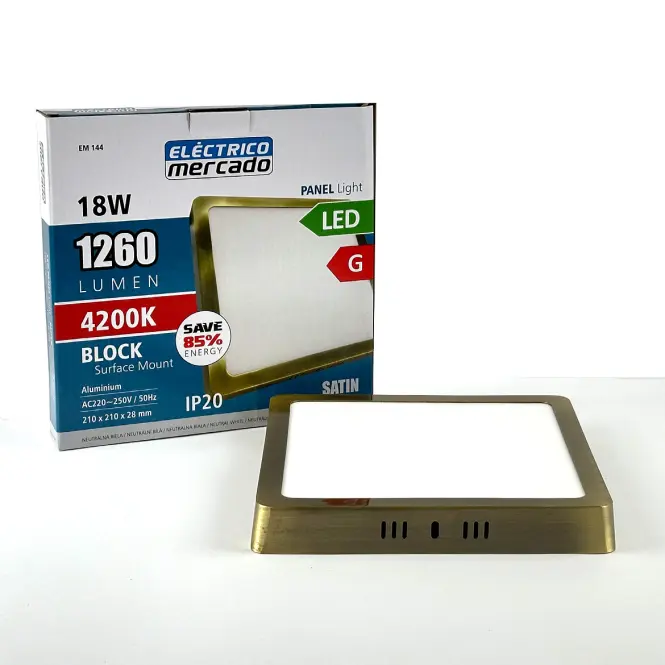 Stropné svietidlo LED BLOCK 18W 4200K štvorec satén,2