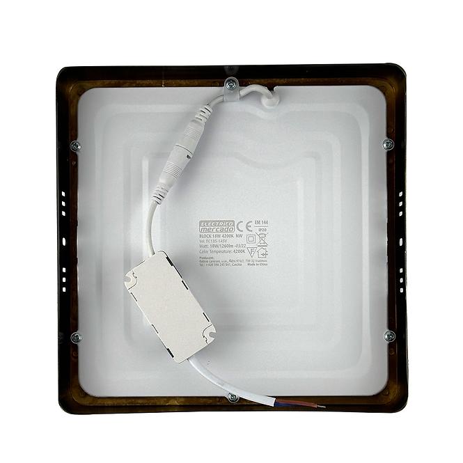 Stropnica LED BLOCK 24W 4200K štvorec satén