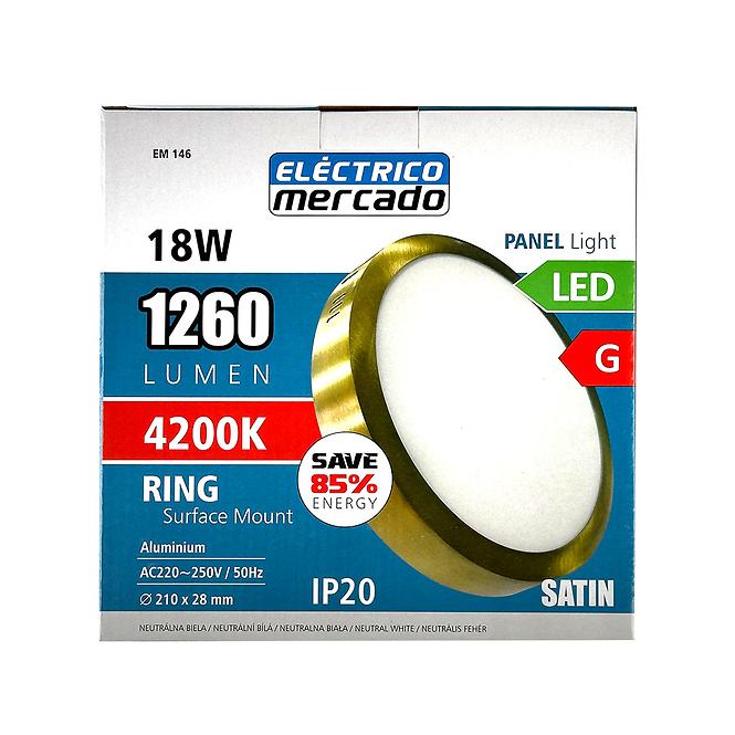 Stropnica  LED RING 18W 4200K okrúhla satén